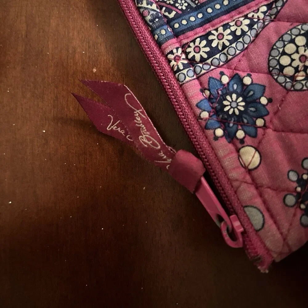 Vera Bradley Boysenberry Paisley Fuchsia Blue White Pencil Bag Case 12 inch